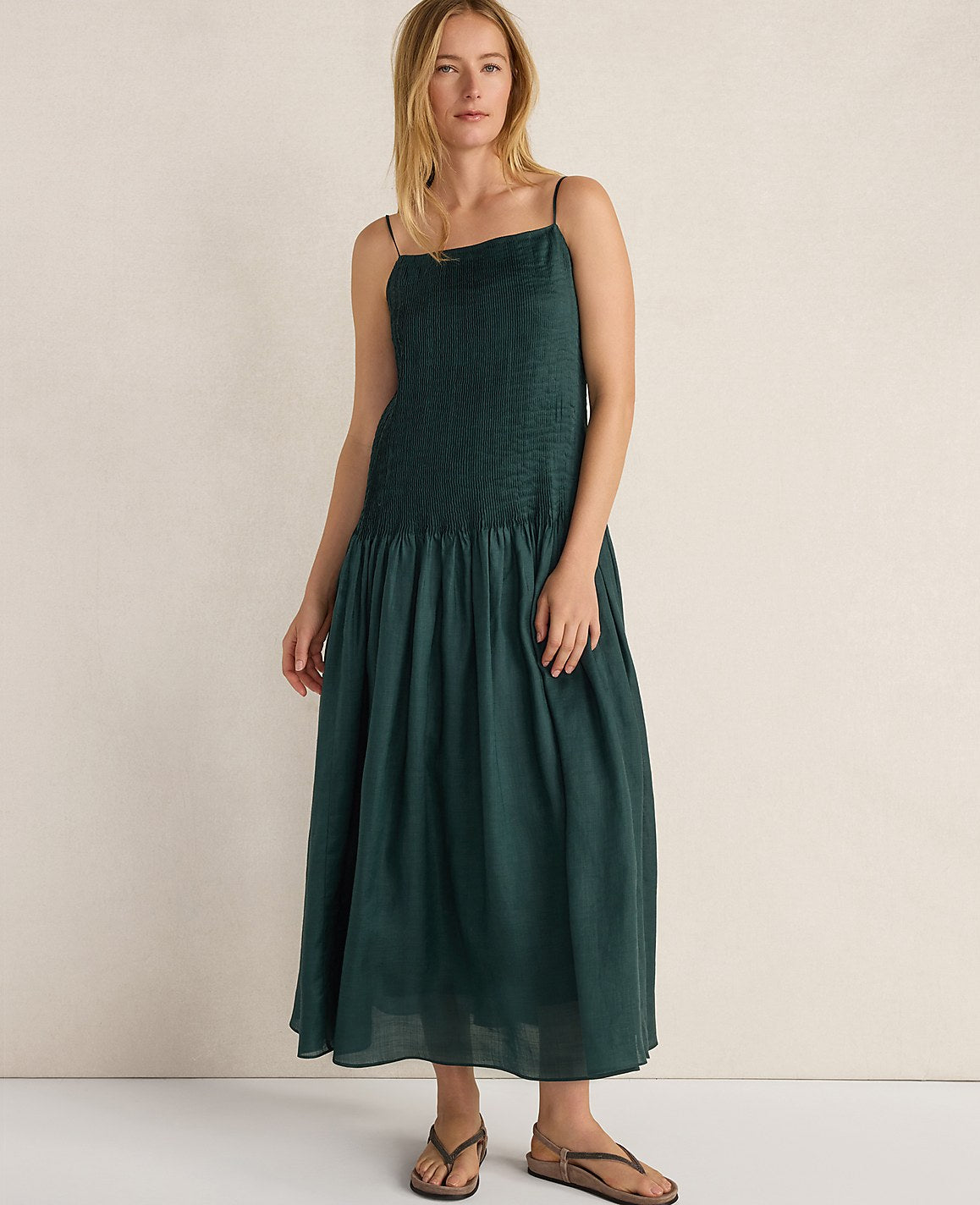 Haven Well Within Ramie Blend Pleated Maxi Dress | Ann Taylor