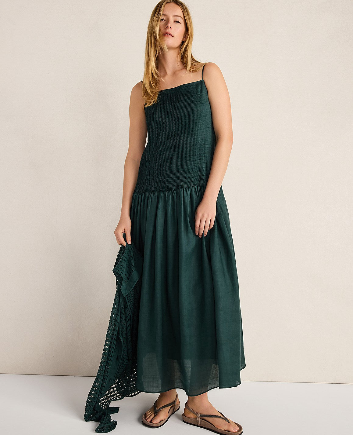 Haven Well Within Ramie Blend Pleated Maxi Dress | Ann Taylor
