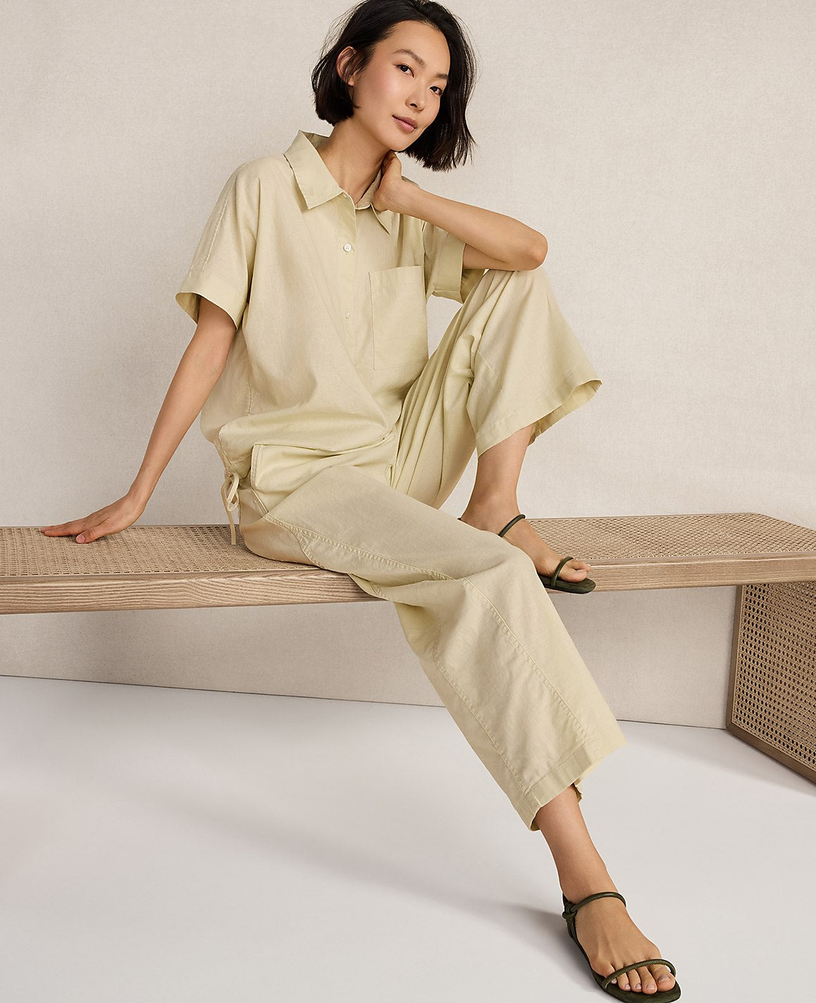 Haven Well Within Organic Cotton Linen Barrel Leg Pants | Ann Taylor