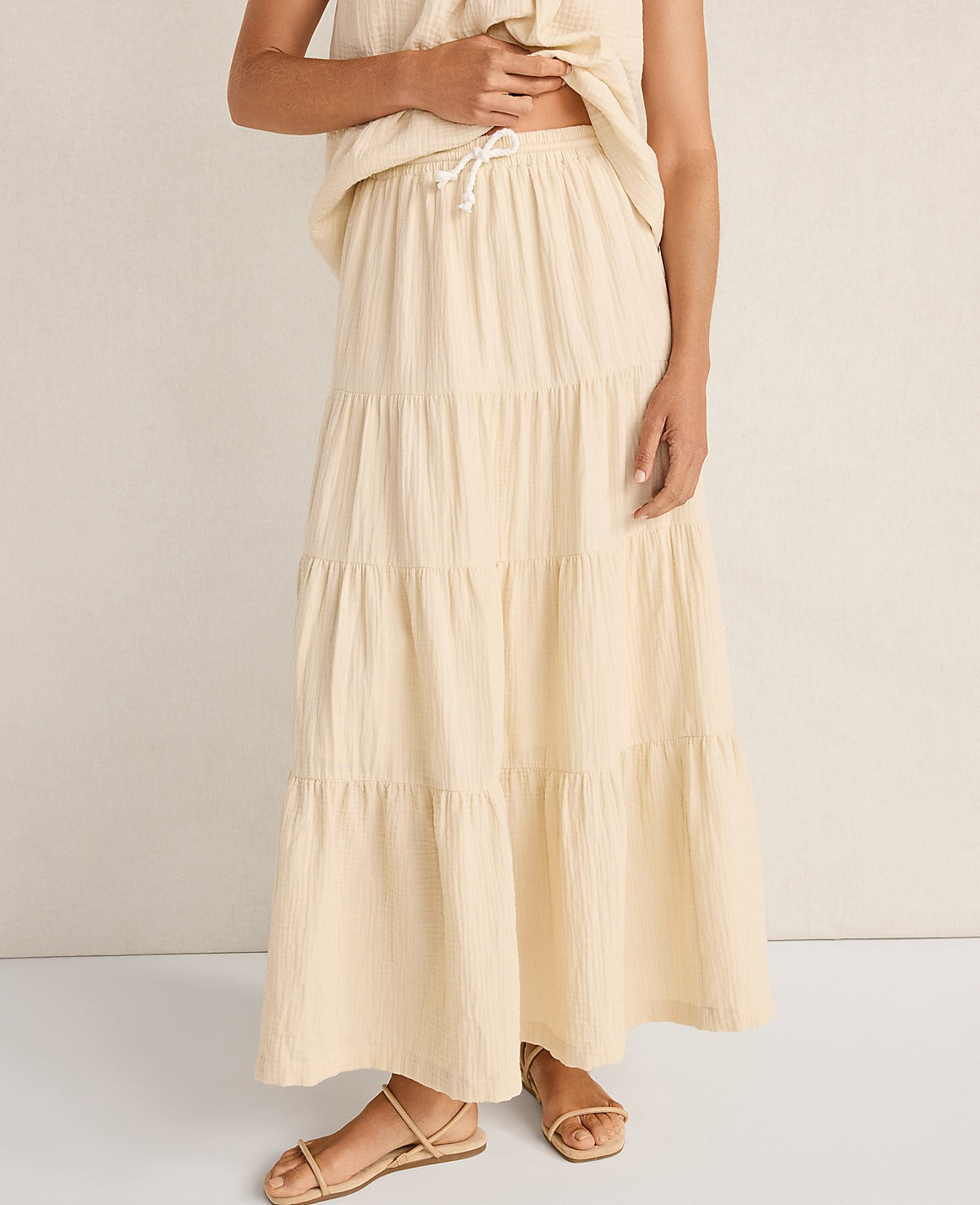 Haven Well Within Organic Cotton Gauze Tiered Maxi Skirt | Ann Taylor