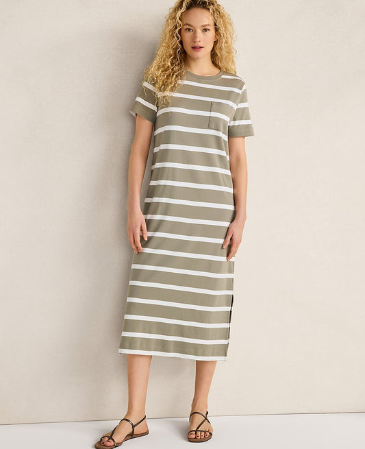 Haven Well Within Organic Cotton Interlock Striped Short Sleeve Dress | Ann Taylor