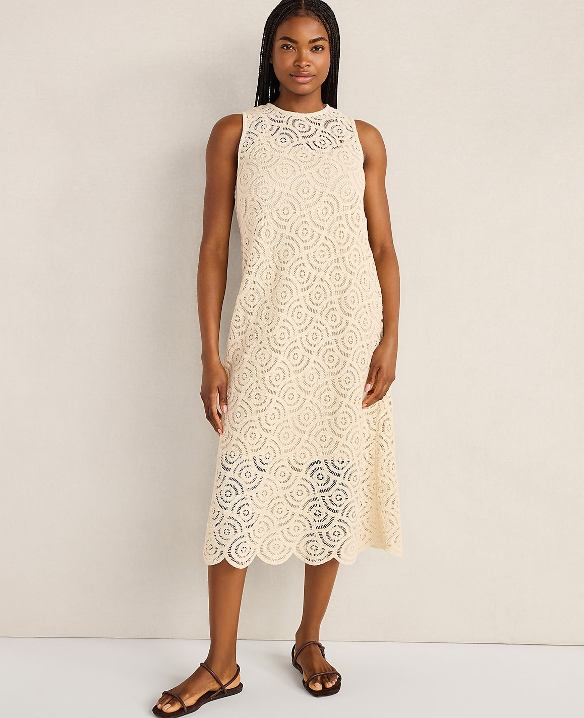 Haven Well Within Cotton Crochet Scalloped Midi Dress | Ann Taylor