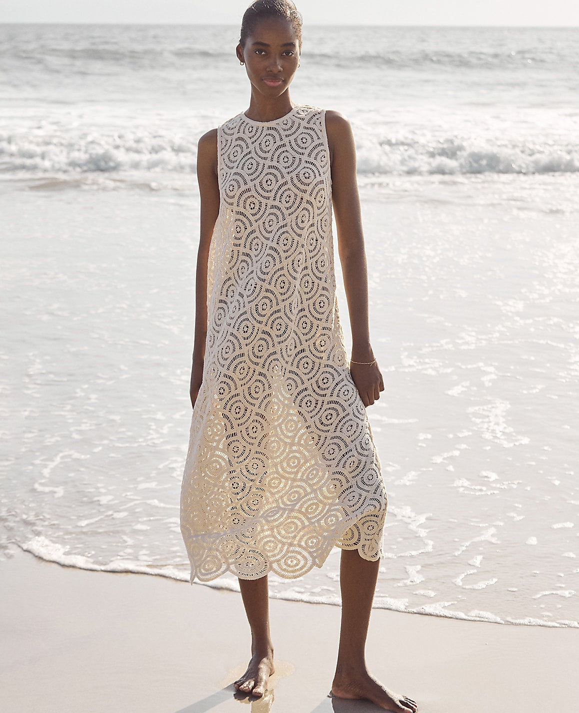 Haven Well Within Cotton Crochet Scalloped Midi Dress | Ann Taylor