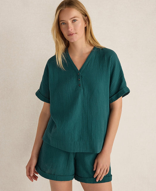 Haven Well Within Organic Cotton Gauze V-Neck Top | Ann Taylor