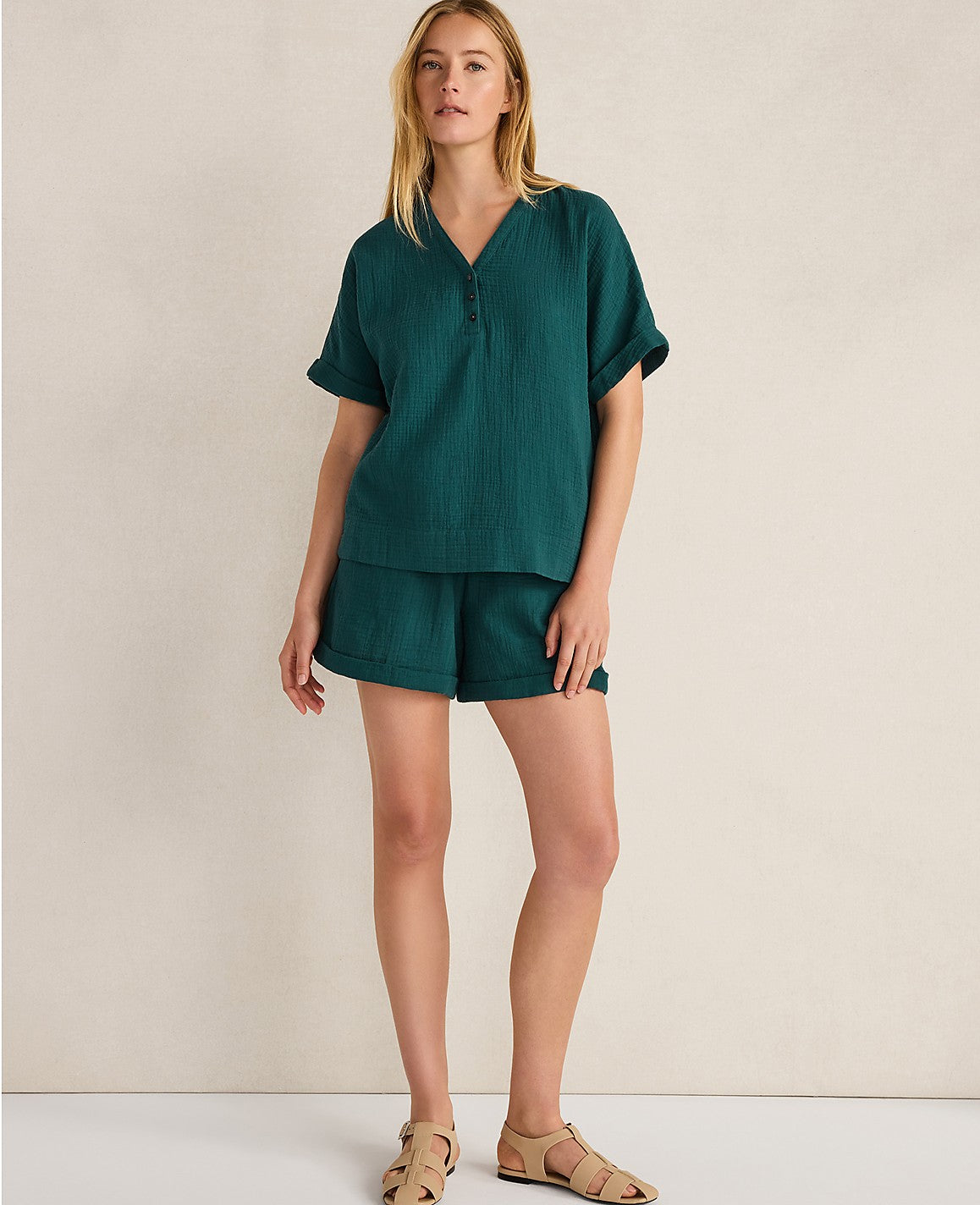 Haven Well Within Organic Cotton Gauze V-Neck Top | Ann Taylor