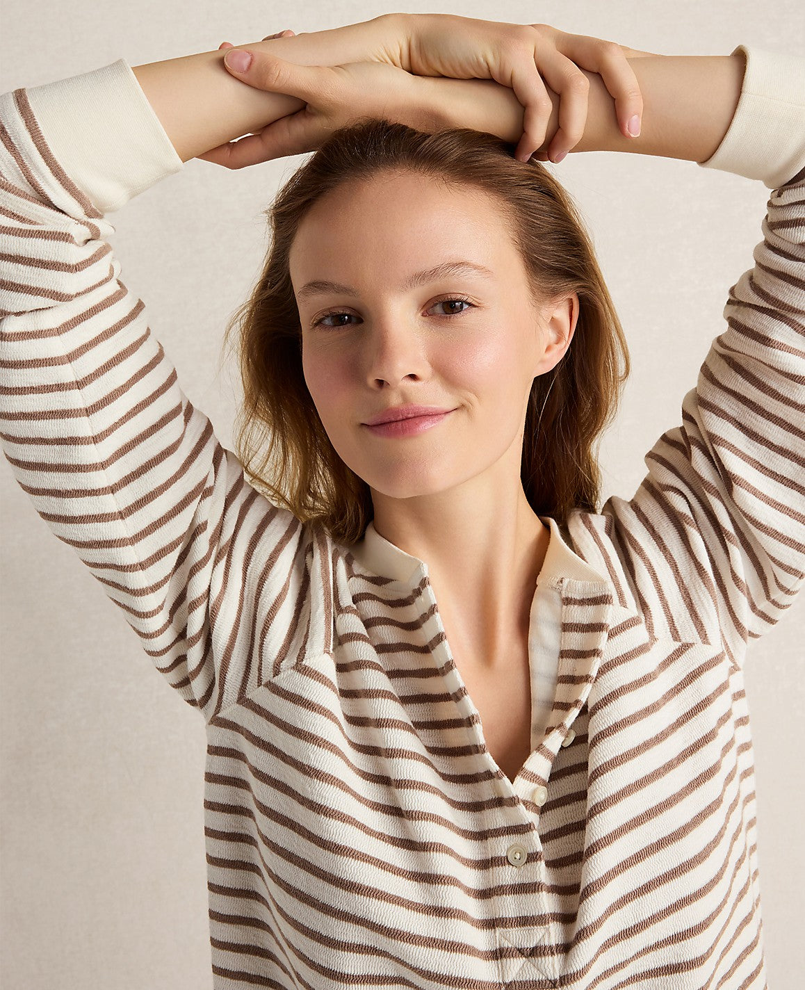 Haven Well Within Cotton Blend Textured Henley | Ann Taylor