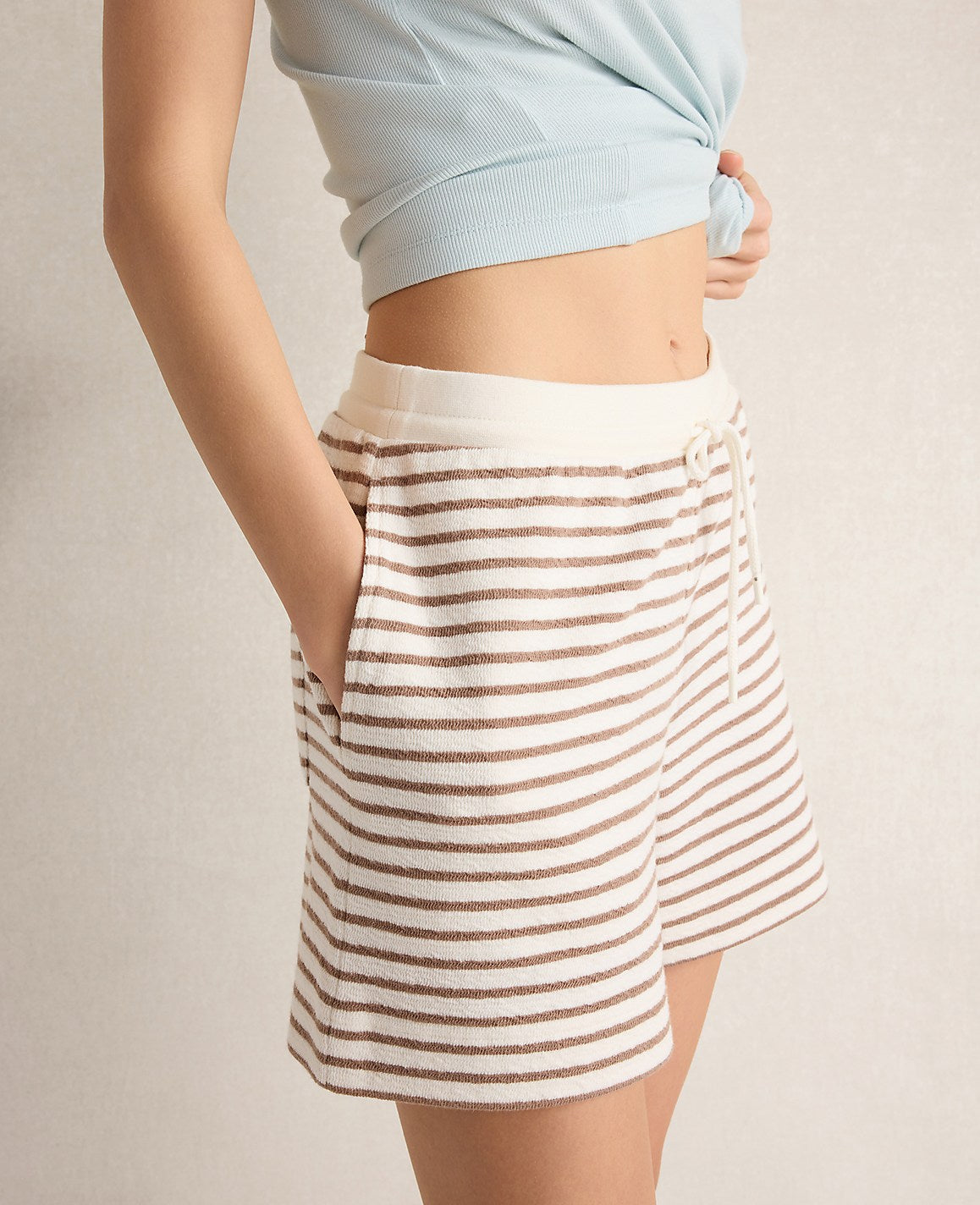 Haven Well Within Cotton Blend Textured Shorts | Ann Taylor