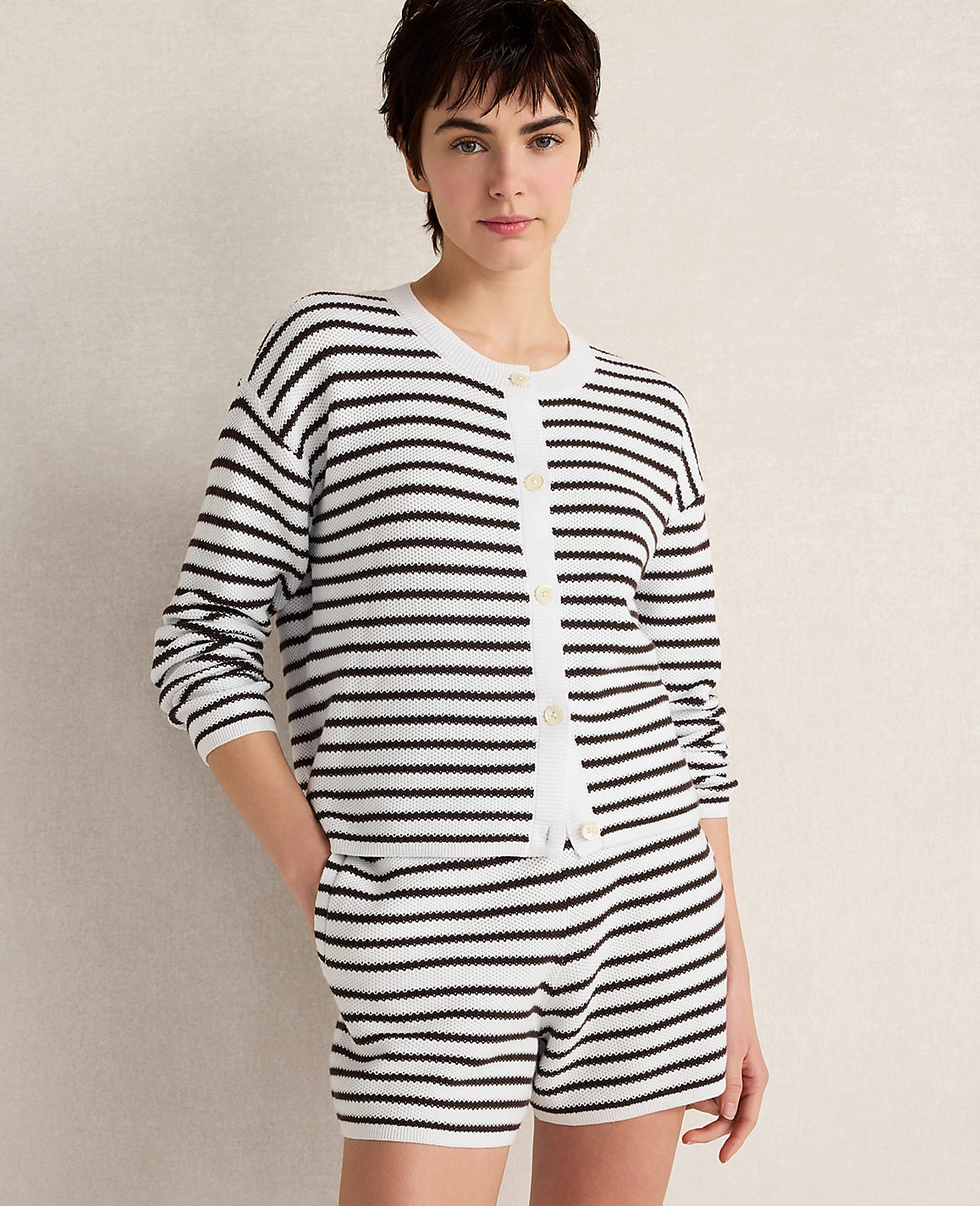 Haven Well Within Cotton Stripe Cardigan | Ann Taylor