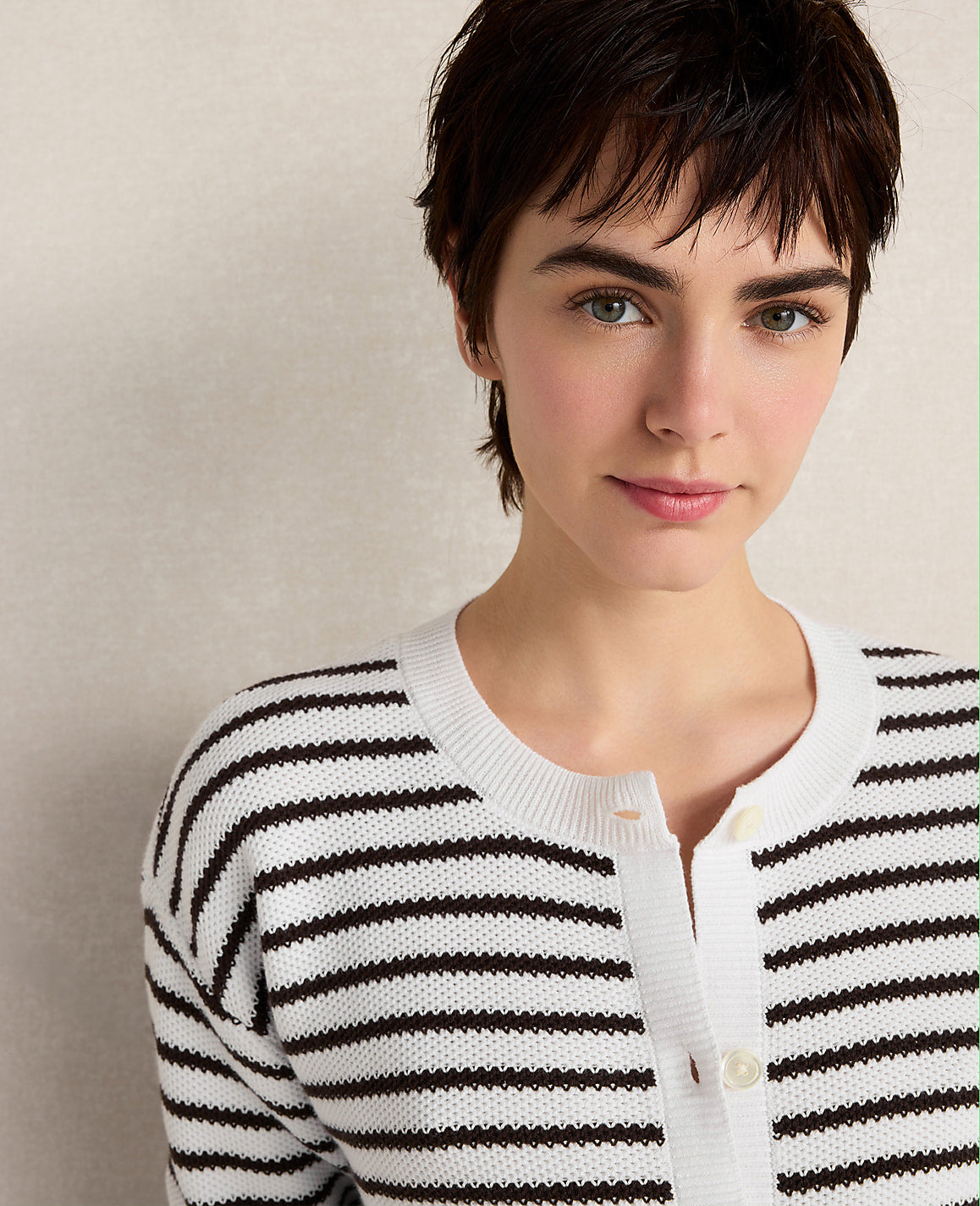 Haven Well Within Cotton Stripe Cardigan | Ann Taylor