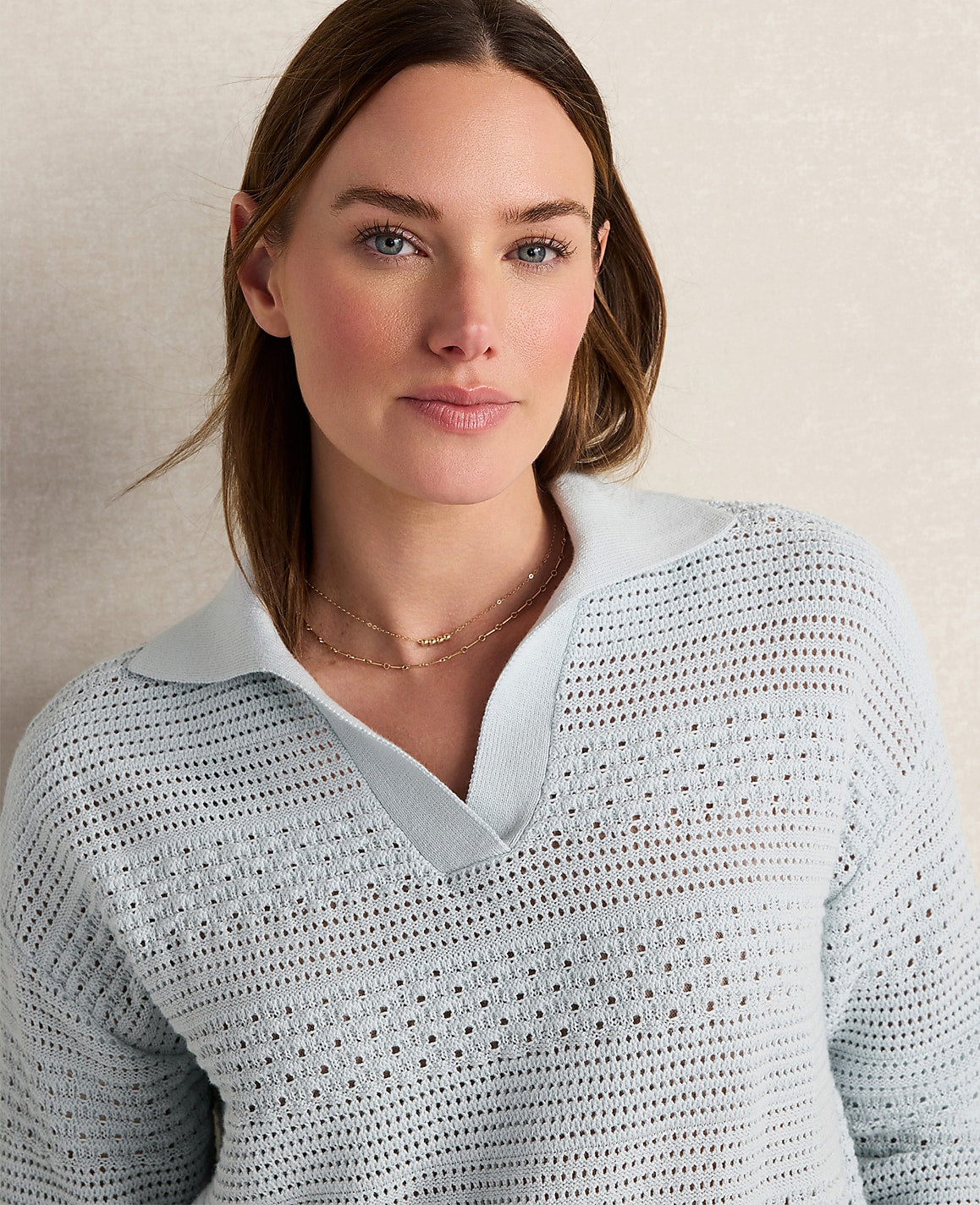 Haven Well Within Cotton Mixed Stitch Johnny Collar Sweater | Ann Taylor