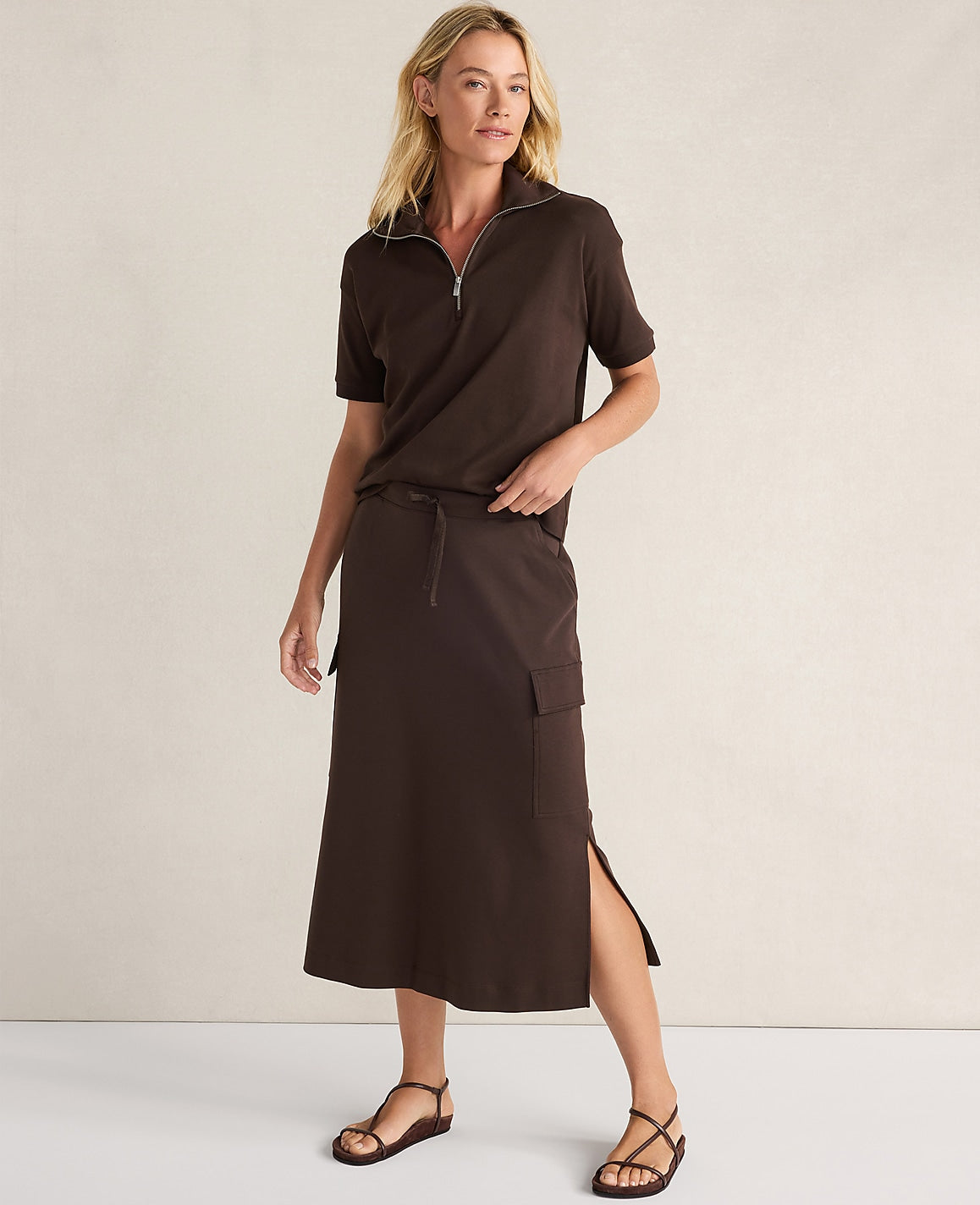 Haven Well Within Organic Cotton Interlock Half-Zip Collared Top | Ann Taylor