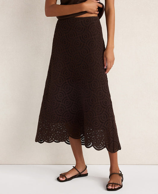 Haven Well Within Cotton Crochet Scalloped Midi Skirt | Ann Taylor