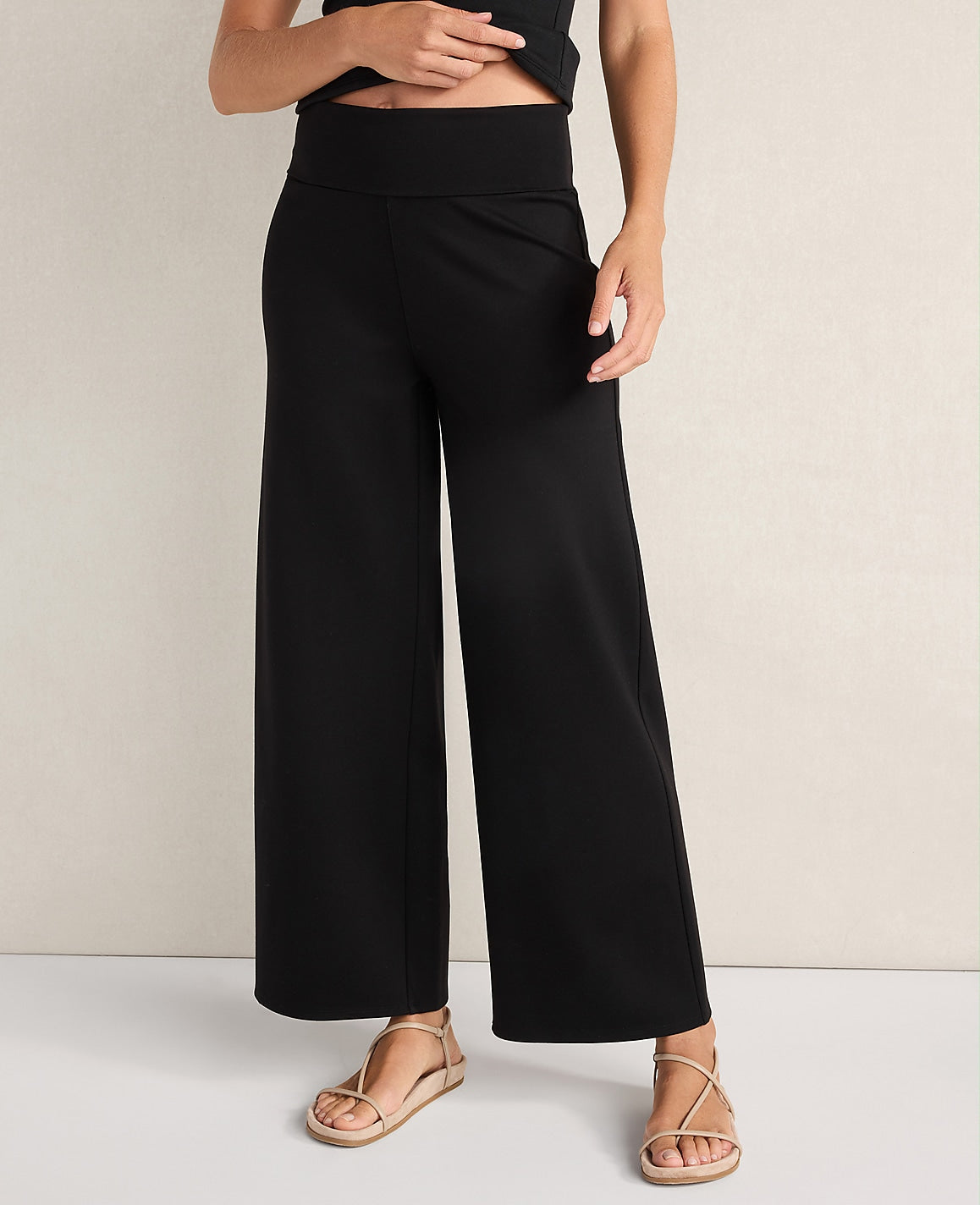 Haven Well Within Organic Cotton Modal Foldover Wide Leg Pants | Ann Taylor
