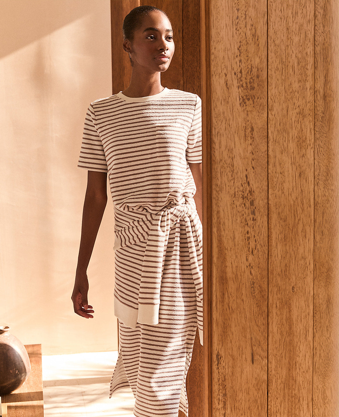 Haven Well Within Cotton Blend Textured T-Shirt Dress | Ann Taylor