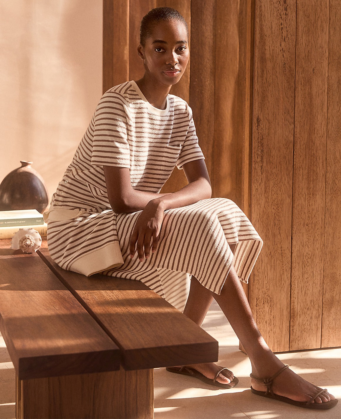 Haven Well Within Cotton Blend Textured T-Shirt Dress | Ann Taylor