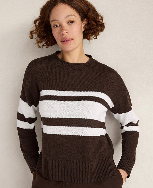 Haven Well Within Cotton Linen Stripe Roll Neck Sweater | Ann Taylor