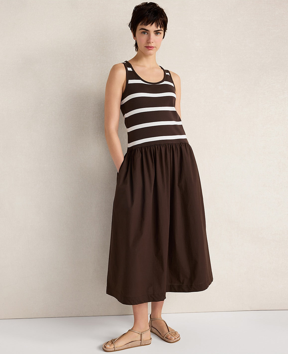 Haven Well Within Organic Cotton Stripe Midi Dress | Ann Taylor