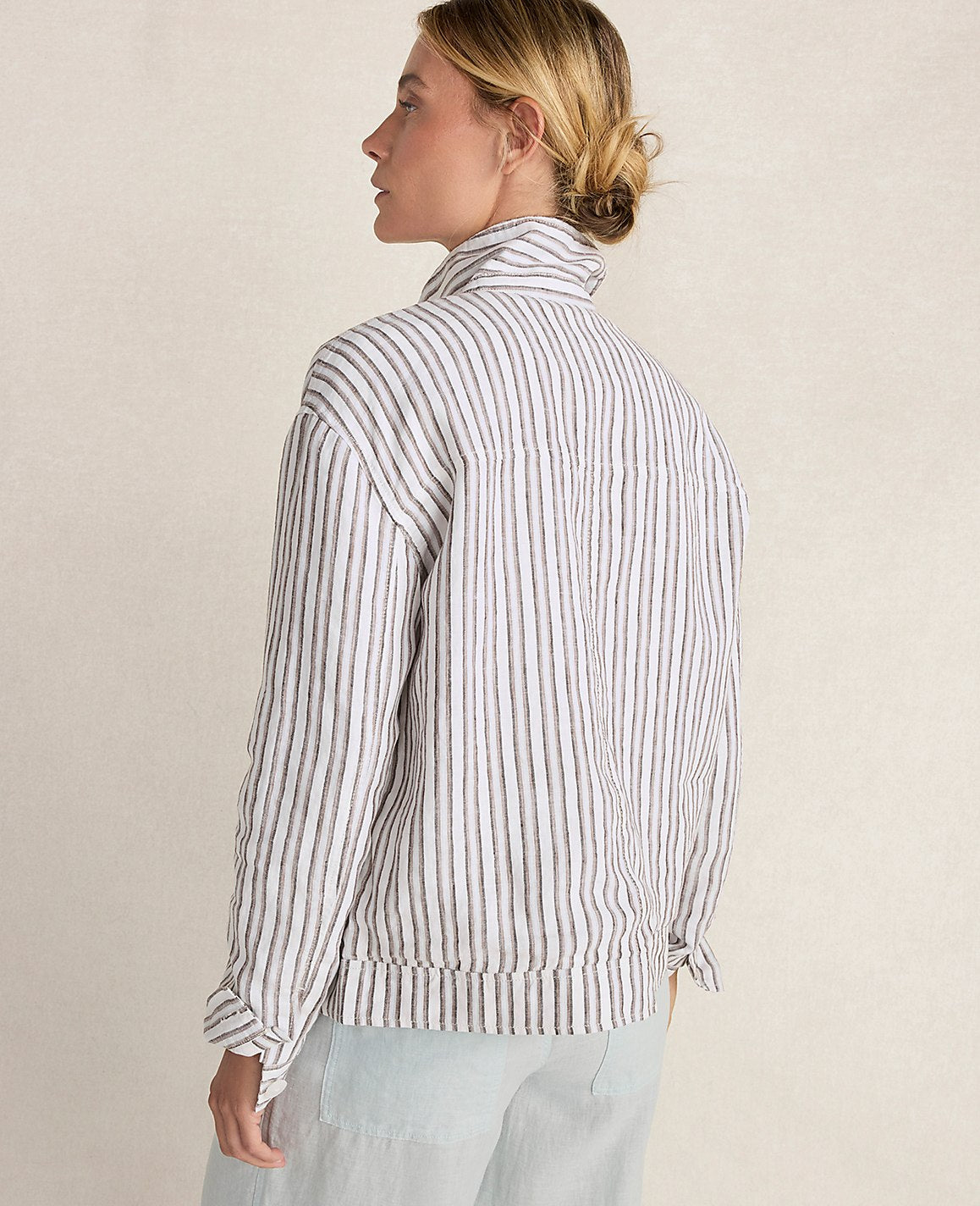 Haven Well Within Everweave Linen Stripe Boxy Jacket | Ann Taylor
