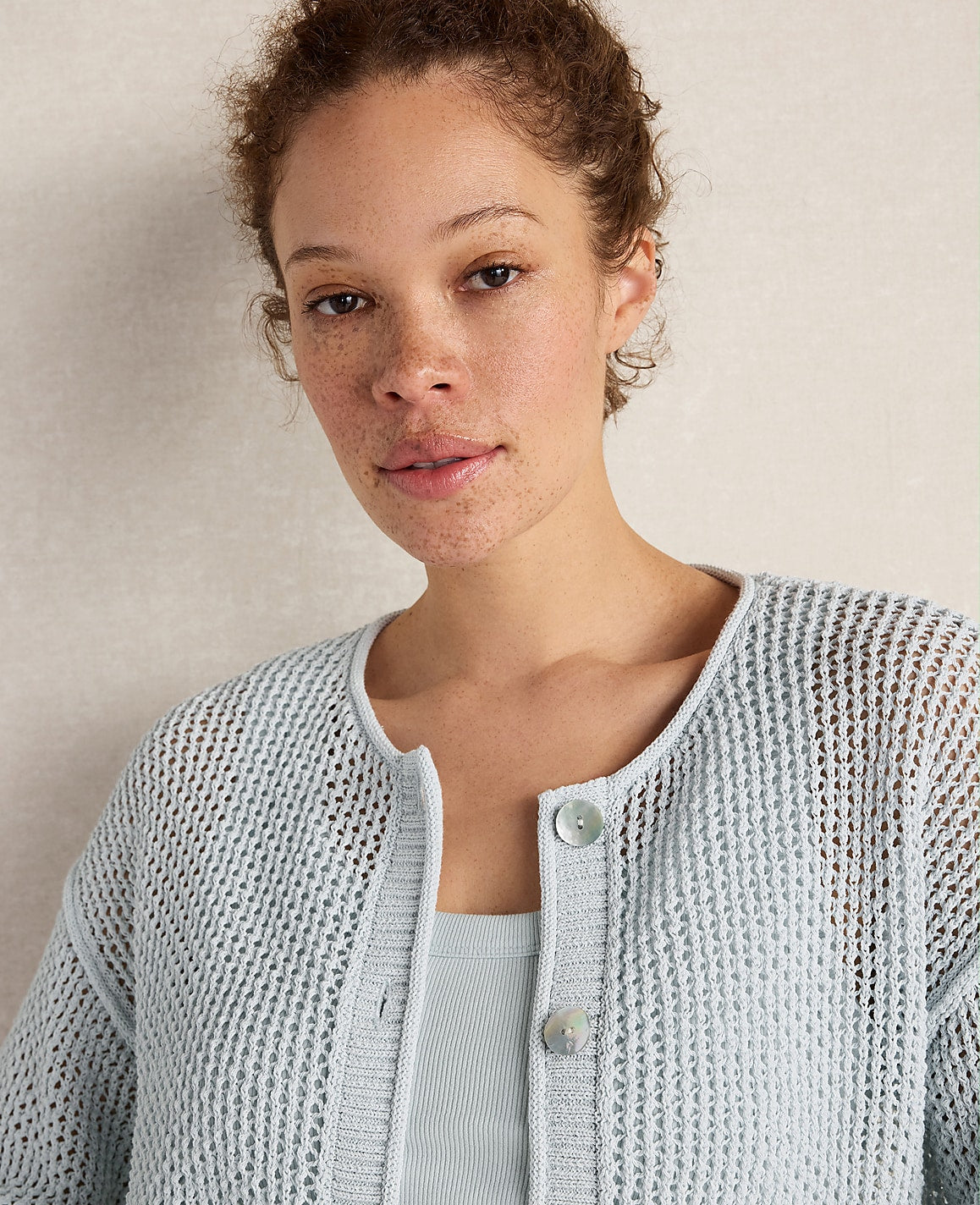 Haven Well Within Cotton Blend Open Stitch Cardigan | Ann Taylor