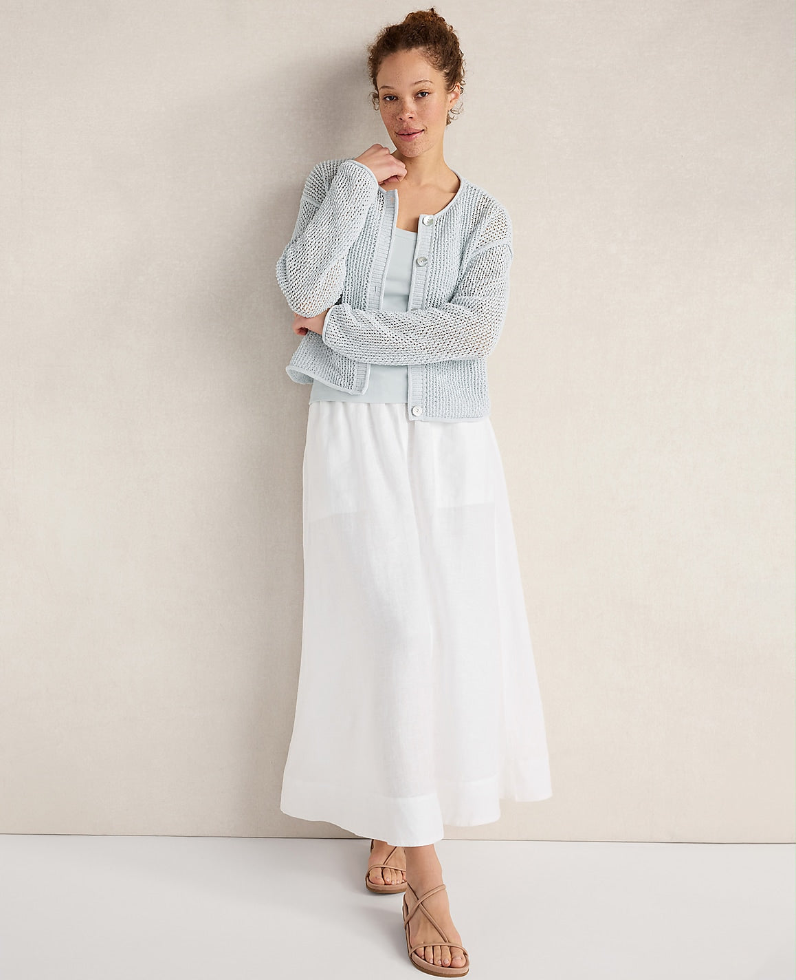 Haven Well Within Cotton Blend Open Stitch Cardigan | Ann Taylor