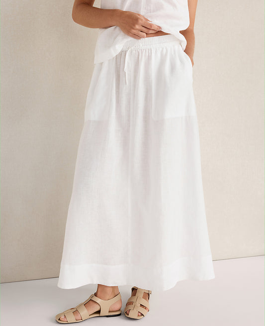 Haven Well Within Linen Drawstring Midi Skirt | Ann Taylor