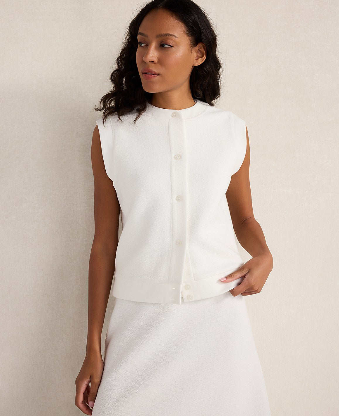 Haven Well Within Cotton Blend Textured Short Sleeve Jacket | Ann Taylor