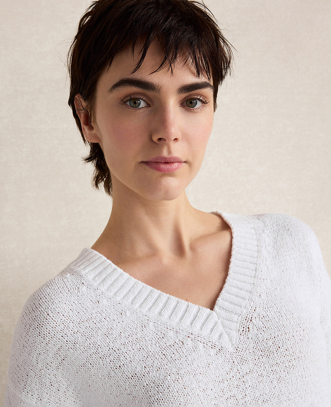 Haven Well Within Cotton Blend Tape Yarn V-Neck Sweater | Ann Taylor