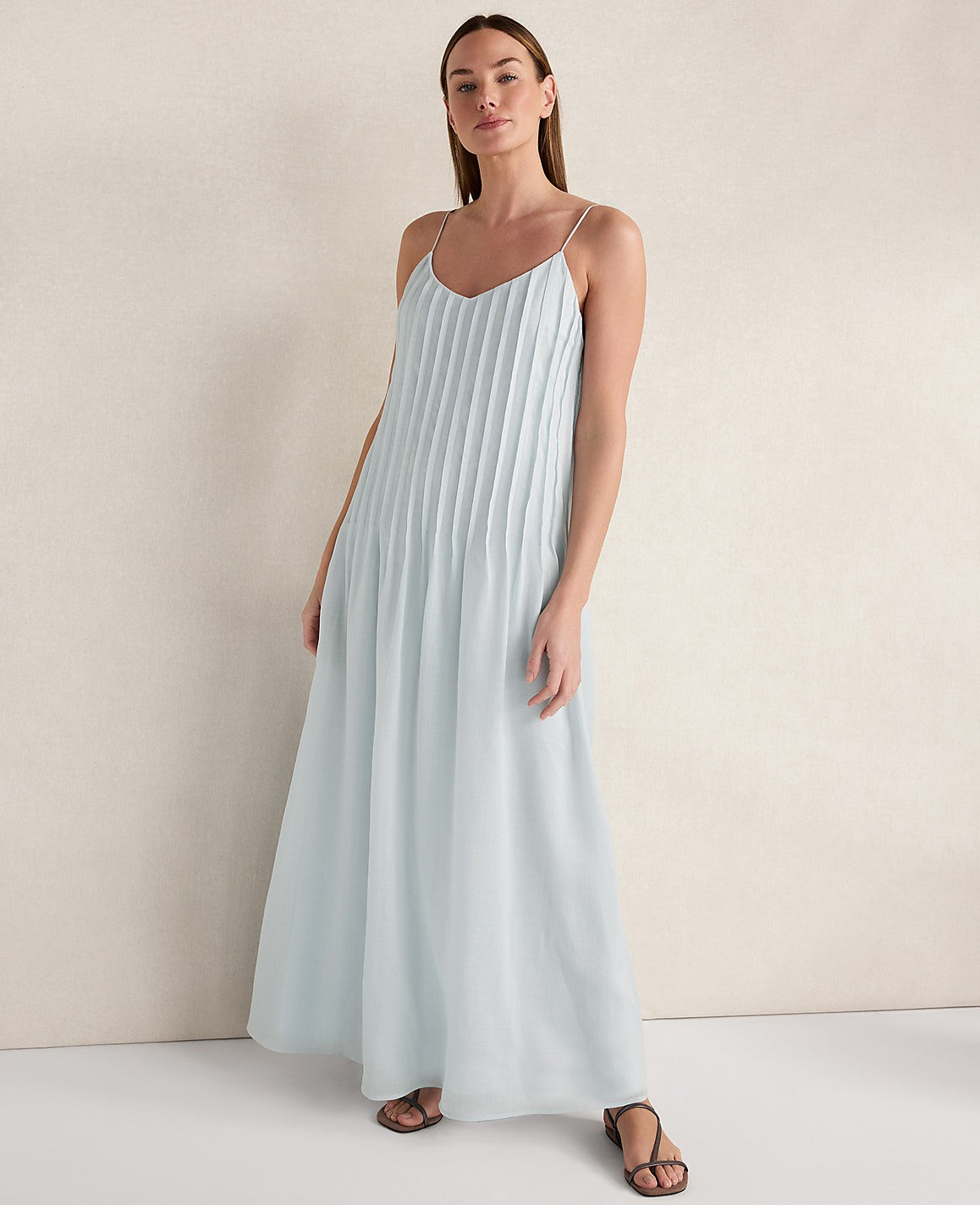 Haven Well Within Ramie Blend Pintuck Maxi Dress | Ann Taylor