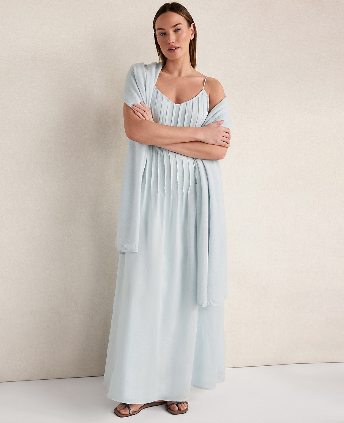 Haven Well Within Ramie Blend Pintuck Maxi Dress | Ann Taylor