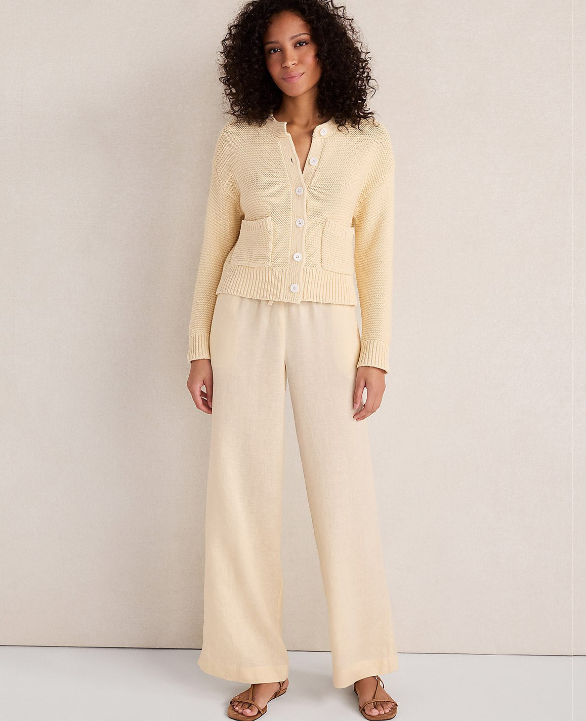 Haven Well Within Cotton Link Stitch Cardigan | Ann Taylor