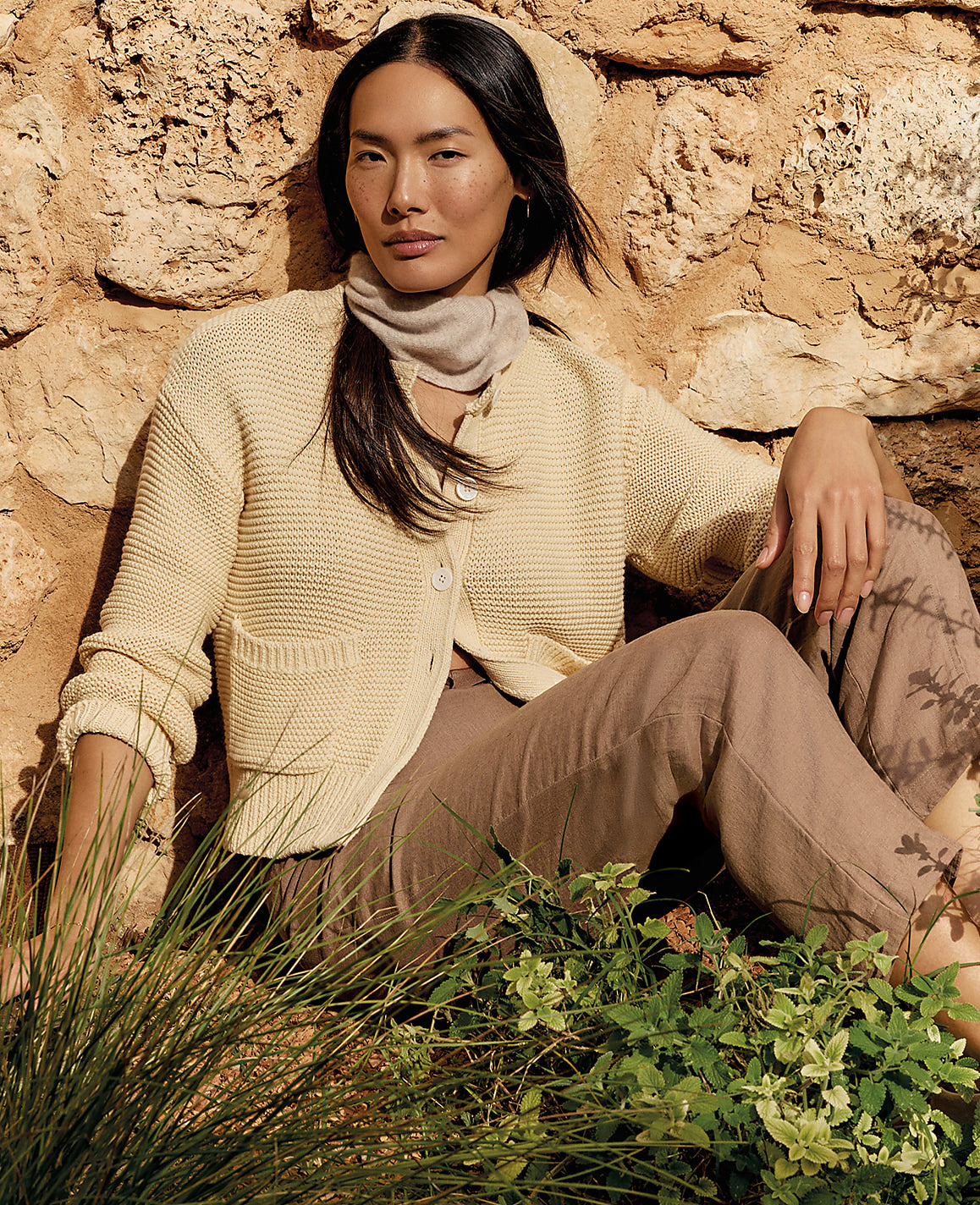 Haven Well Within Cotton Link Stitch Cardigan | Ann Taylor