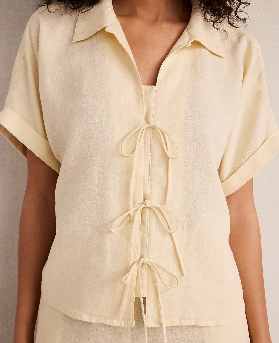 Haven Well Within Linen Tie-Front Top | Ann Taylor