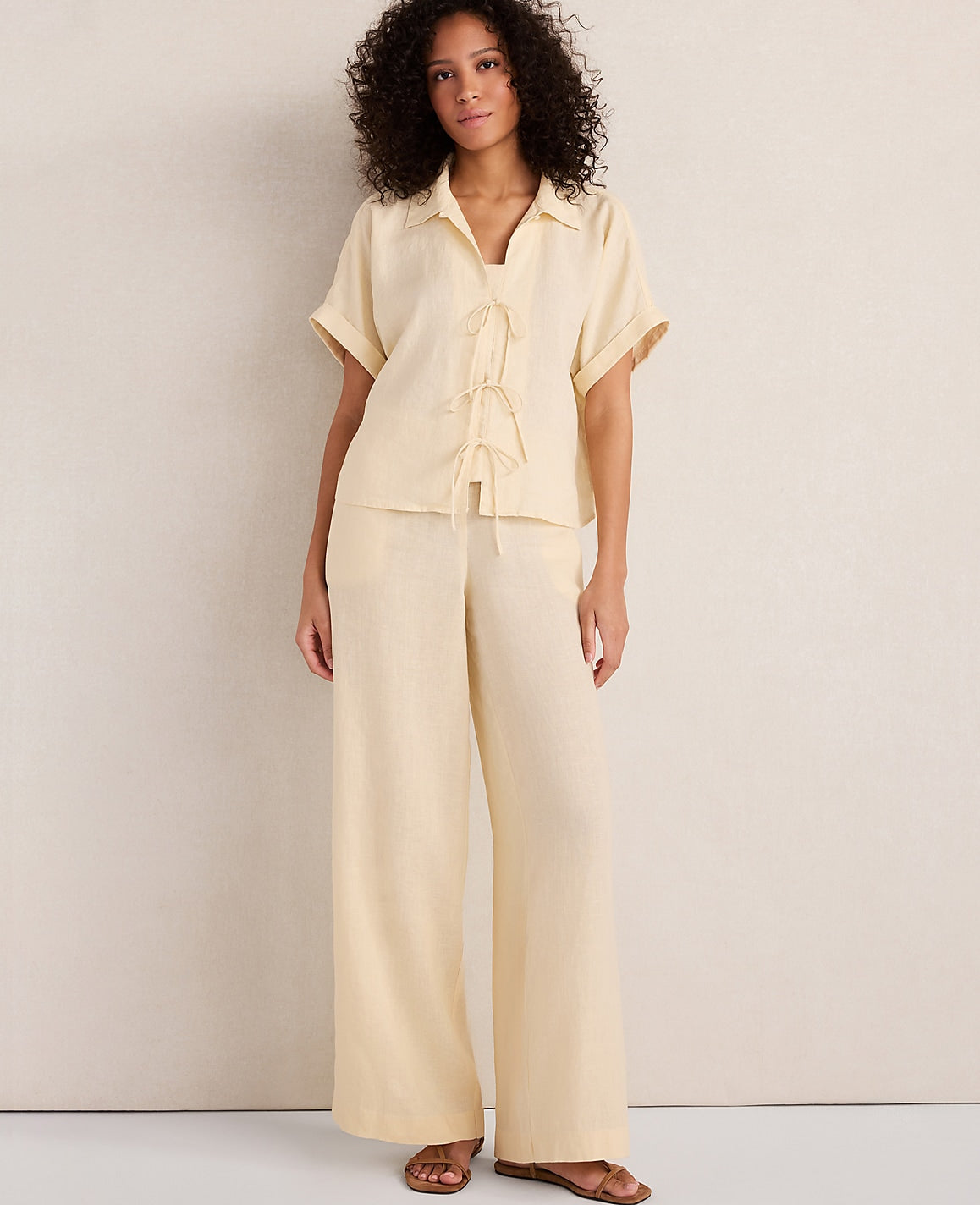 Haven Well Within Linen Tie-Front Top | Ann Taylor