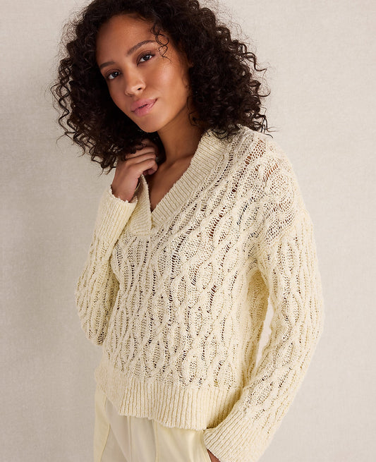 Haven Well Within Slubby Cotton Linen V-Neck Sweater | Ann Taylor