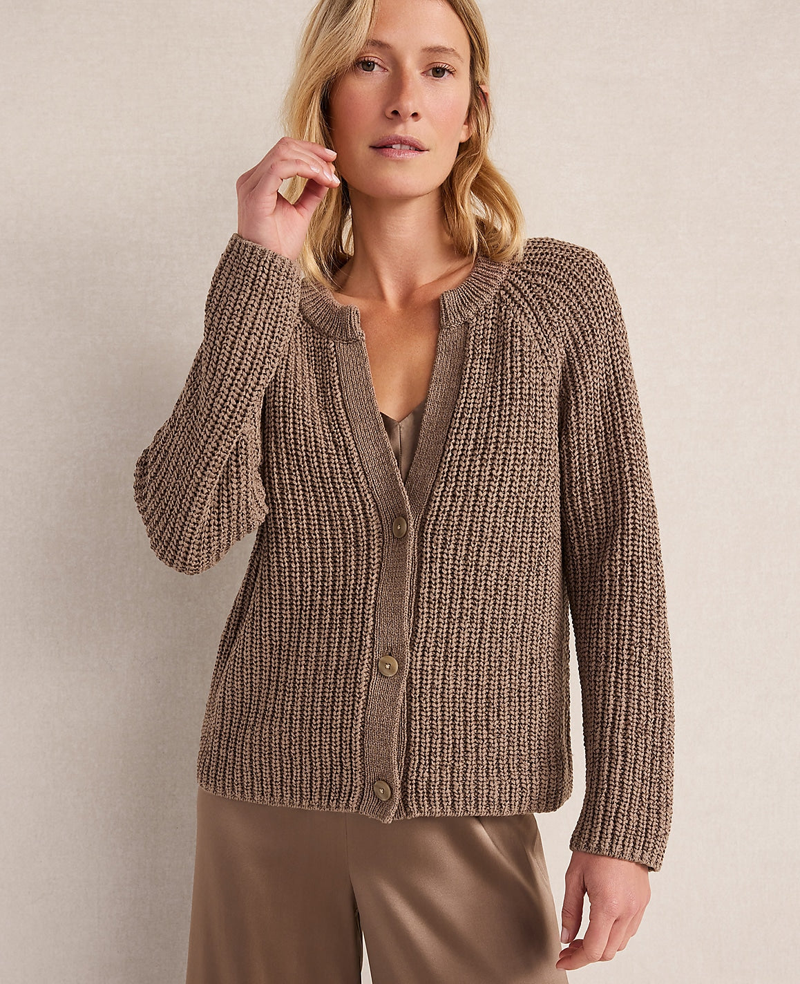 Haven Well Within Cotton Tape Yarn V-Neck Cardigan | Ann Taylor