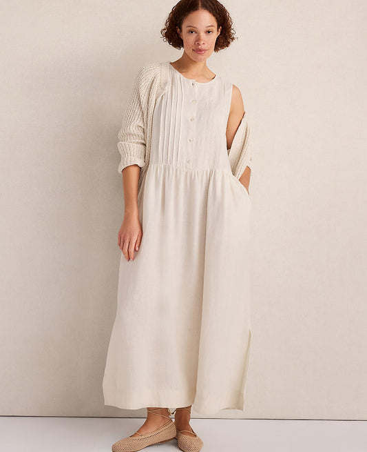 Haven Well Within Linen Pintuck Midi Dress | Ann Taylor