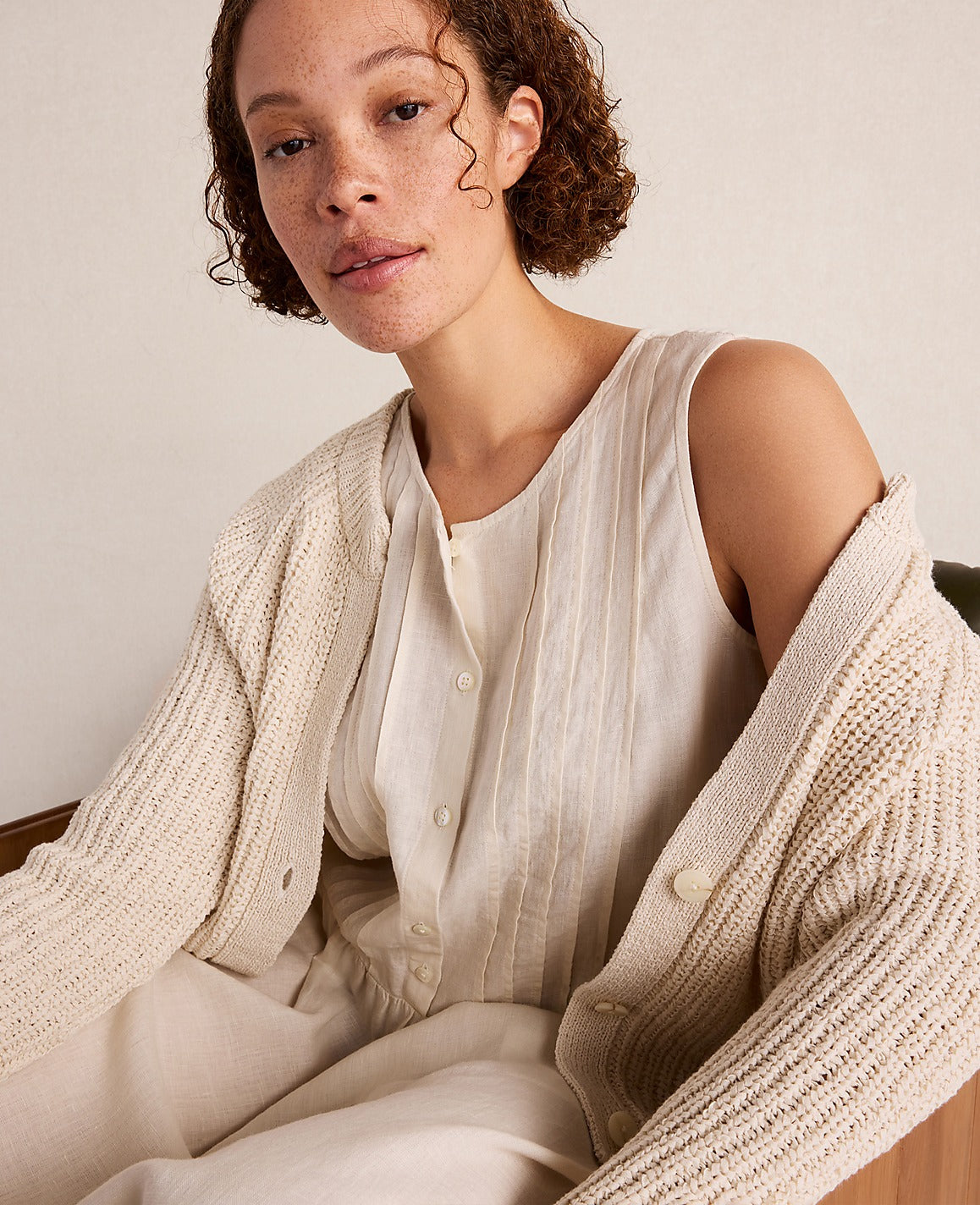 Haven Well Within Linen Pintuck Midi Dress | Ann Taylor