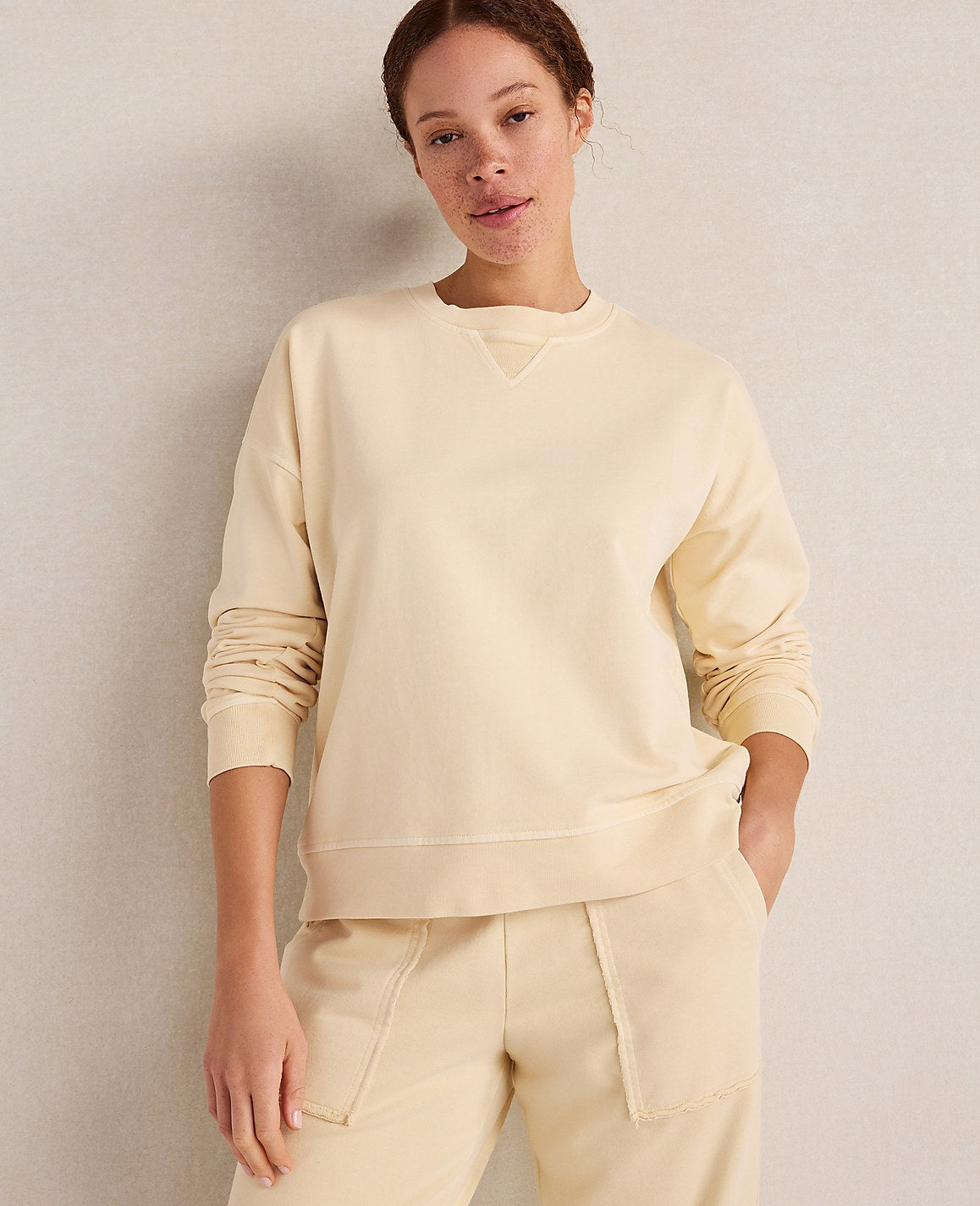 Haven Well Within Garment-Dyed Organic Cotton Terry Crewneck | Ann Taylor