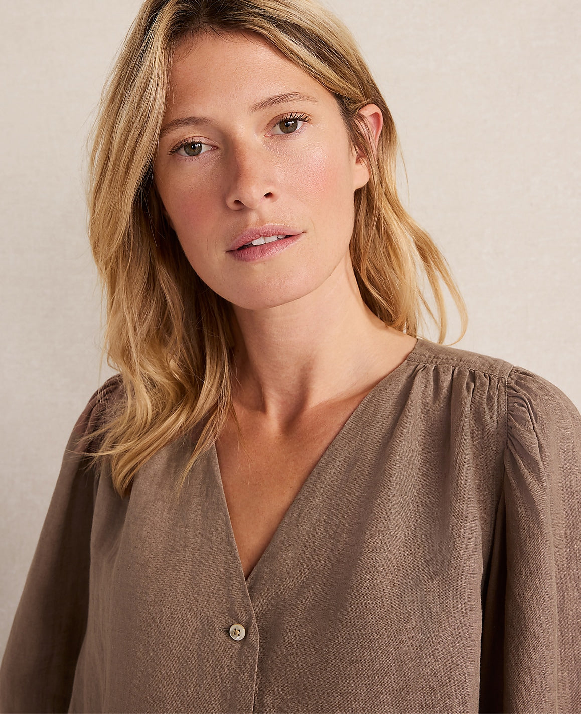 Haven Well Within Linen V-Neck Blouse | Ann Taylor