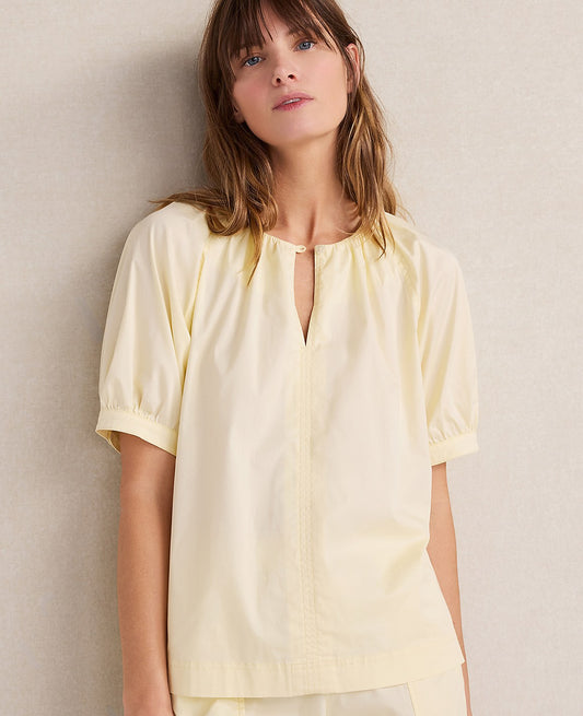 Haven Well Within Organic Cotton Twill Split Neck Top | Ann Taylor