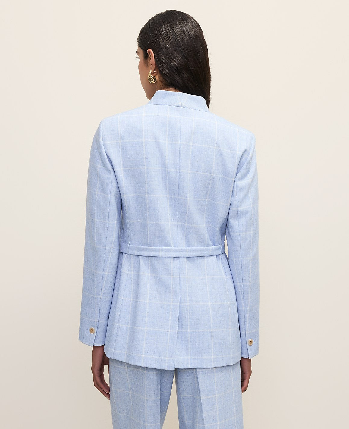 The Collarless Belted Blazer in Windowpane | Ann Taylor