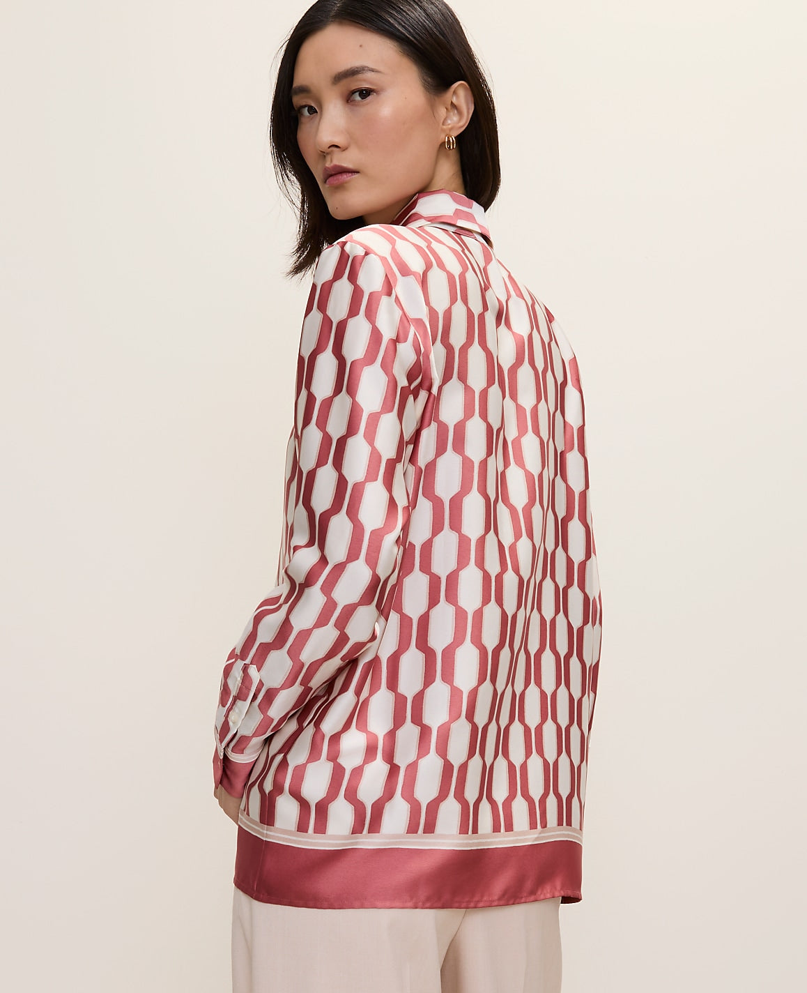 Geo Satin Modern Shirt | Ann Taylor