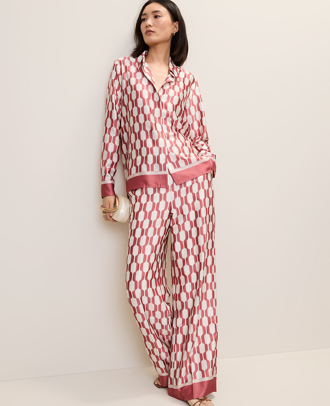 Geo Satin Modern Shirt | Ann Taylor