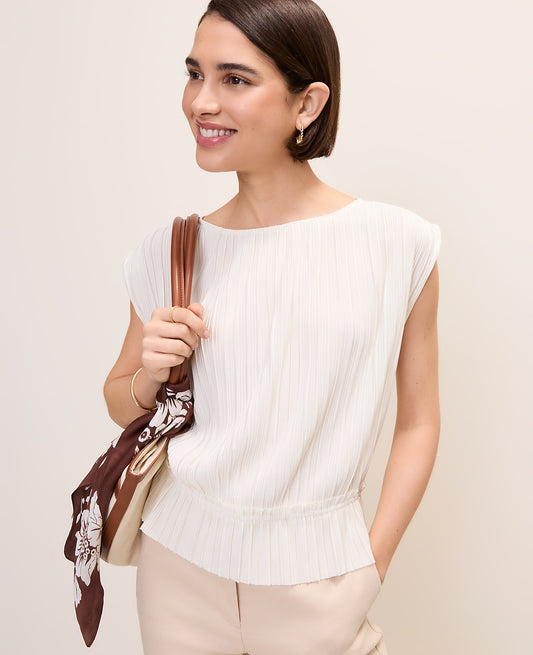 Pleated Ruffle Top | Ann Taylor