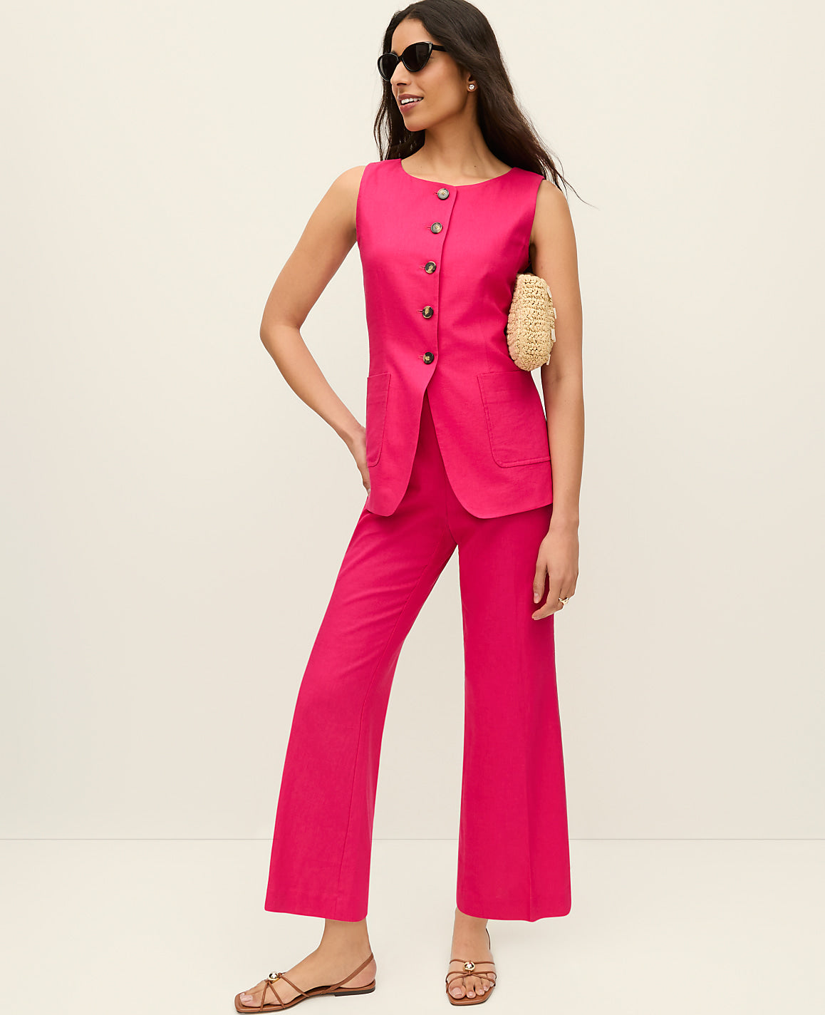 The Flare Ankle Pant in Linen Blend | Ann Taylor