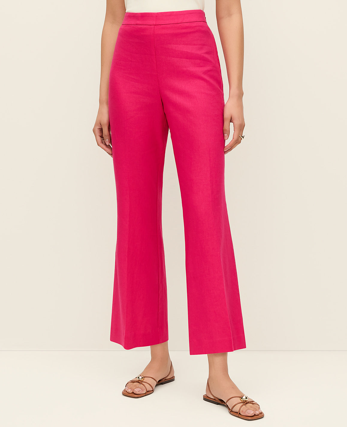 The Flare Ankle Pant in Linen Blend | Ann Taylor