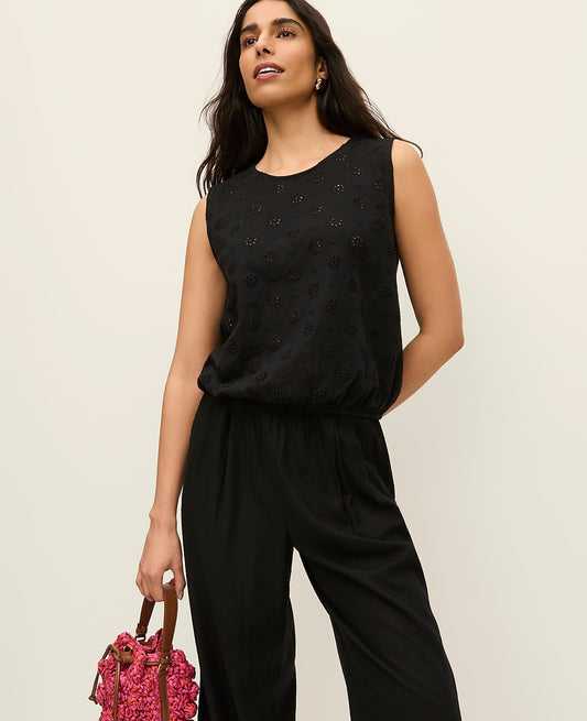 Eyelet Bubble Hem Top | Ann Taylor