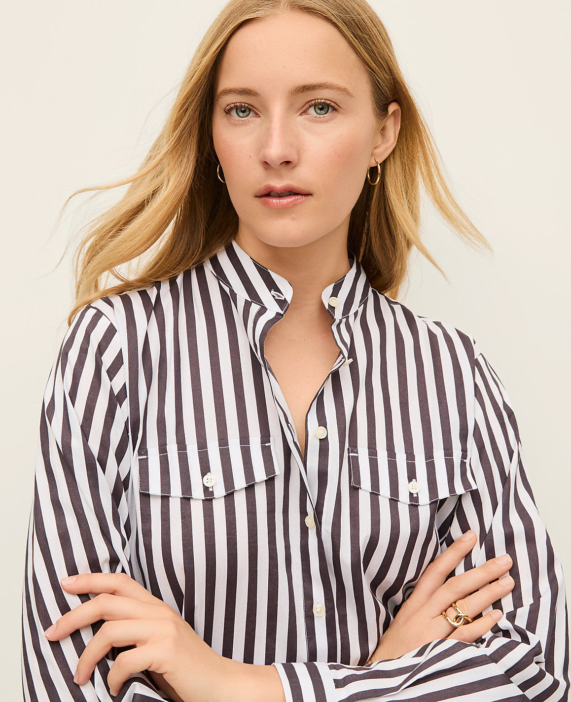 Striped Oversized Pocket Shirt | Ann Taylor