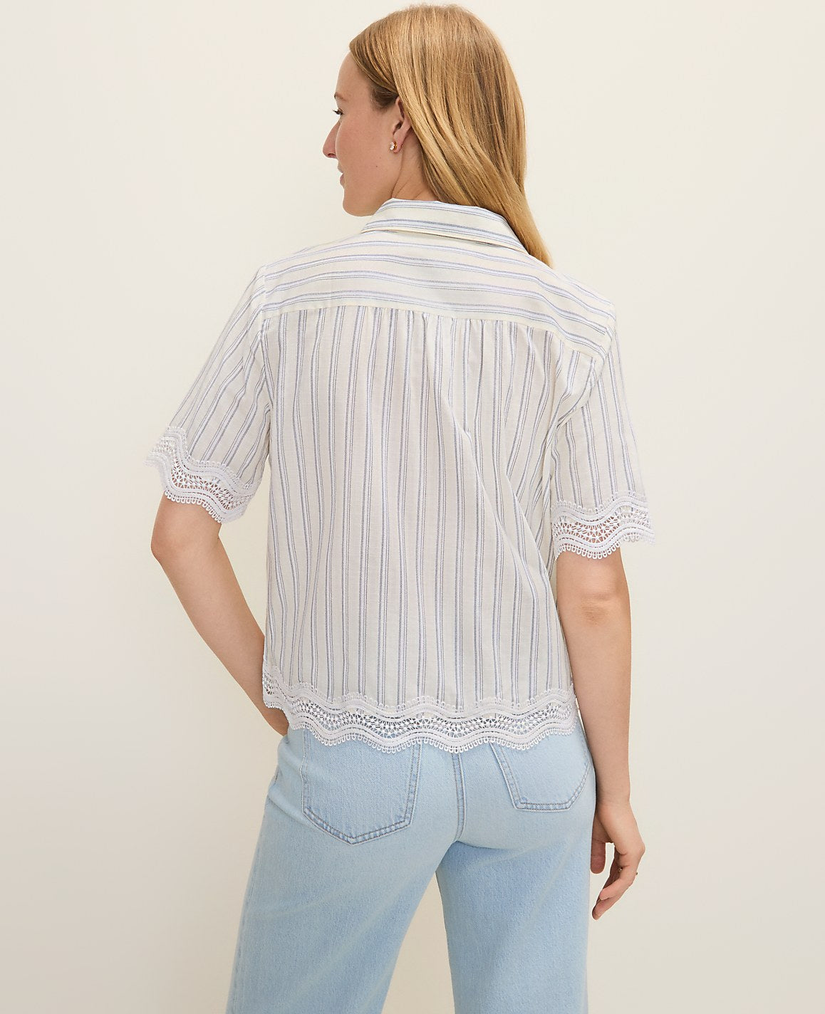 Weekend Embroidered Striped Shirt | Ann Taylor