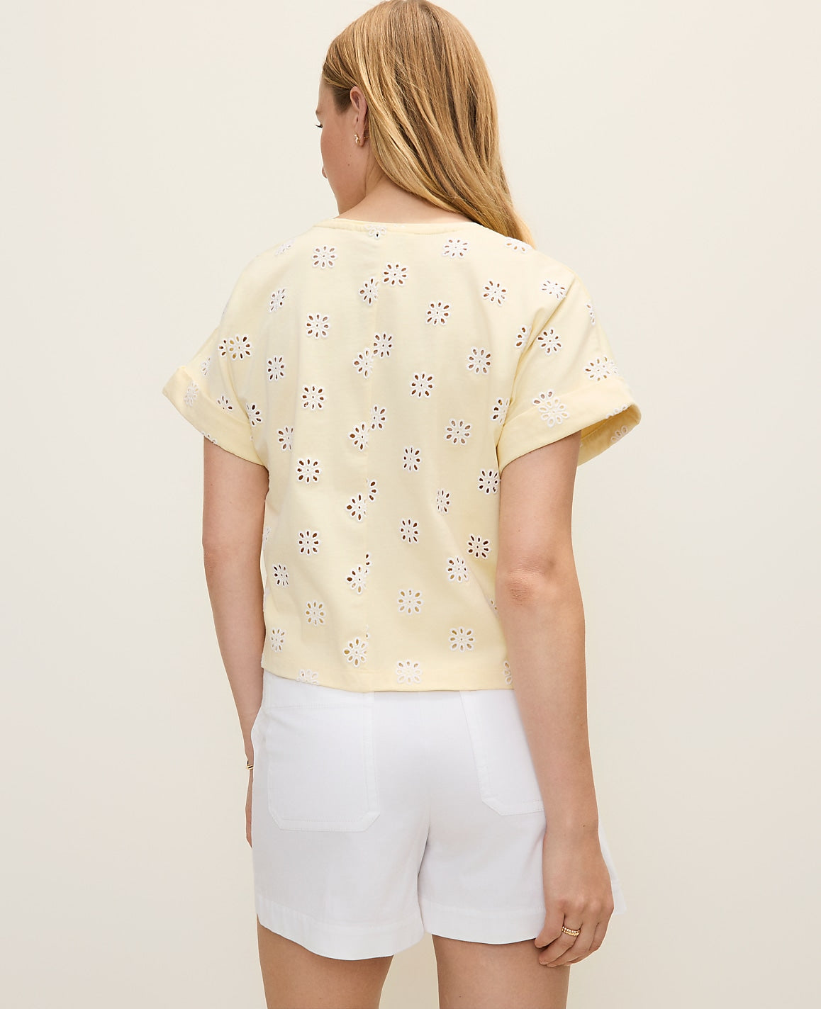 Weekend Eyelet Crew Neck Top | Ann Taylor